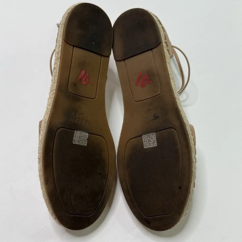 Eileen Fisher Lace-Up Tan/Pink Suede‎ Espadrille Sandal Size 7.5 Strappy Zip